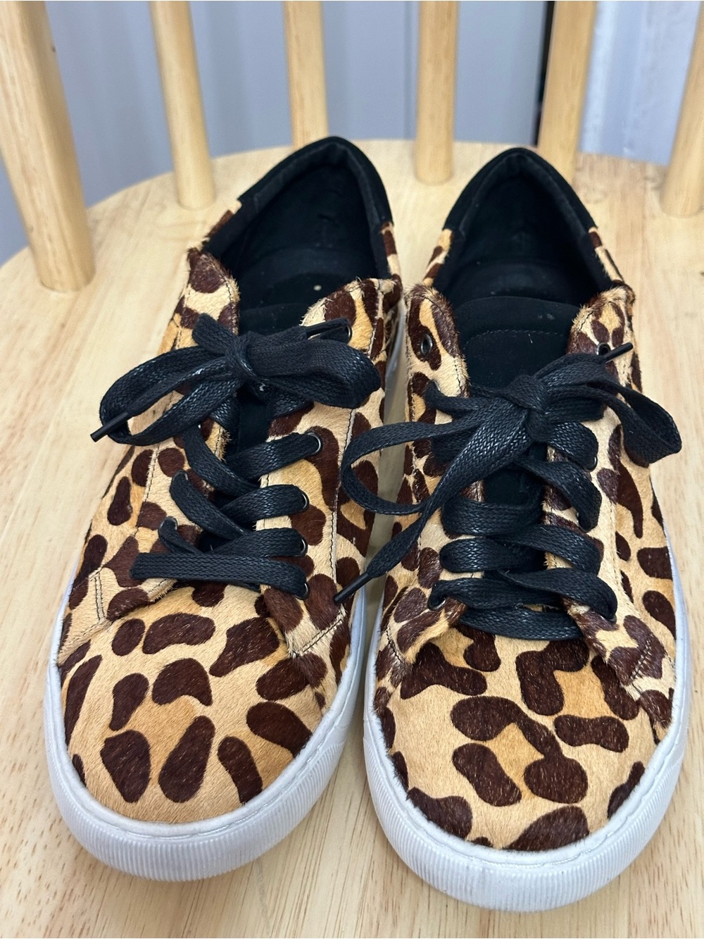 Diane B Shoes Leopard-Print Lace-Up Sneakers in Brown and Tan